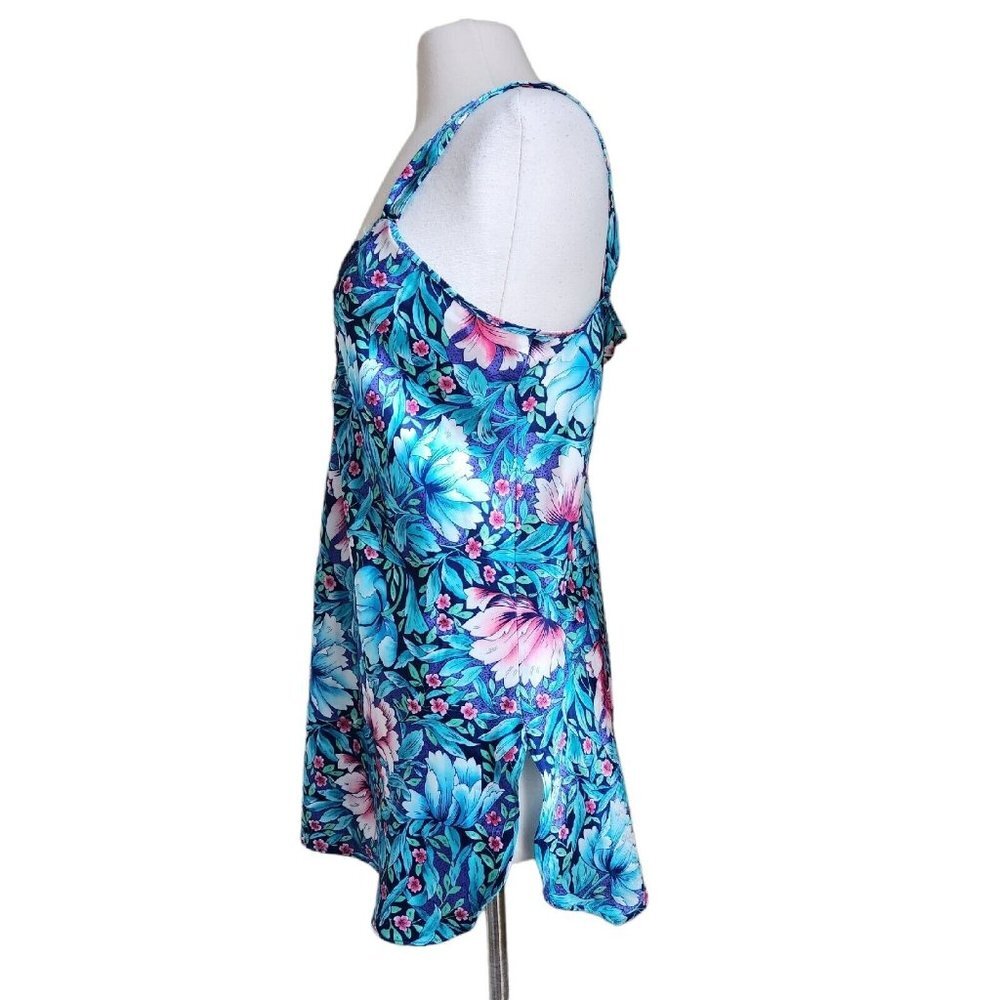 VTG California Dynasty Floral Satin Sleeveless Short Nightgown Size MEDIUM - Picture 3 of 12